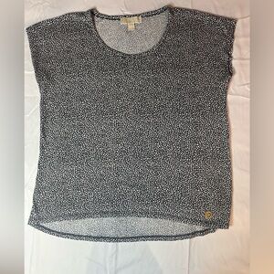 Michael Kors Black and White Micro Dot Short Sleeve Top